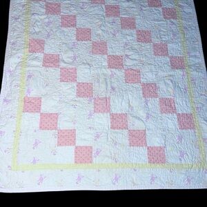 Handmade Quilts for Kids Nursery Baby Quilt Pink & White Patchwork Checkerboard